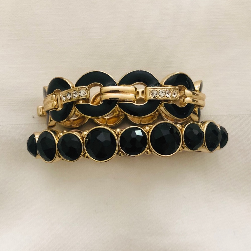 Two complimentary Black and Rhinestone Bracelets